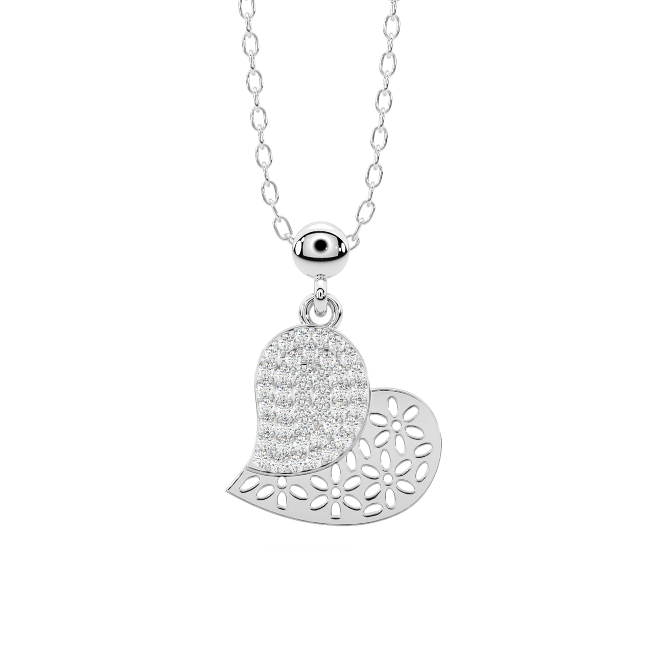 Slanted Heart Diamond Pendant